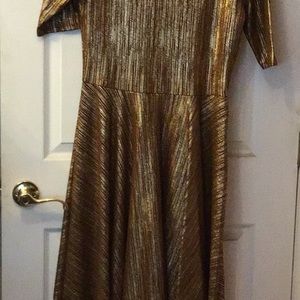 LuLaRoe Amelia dress gold and copper